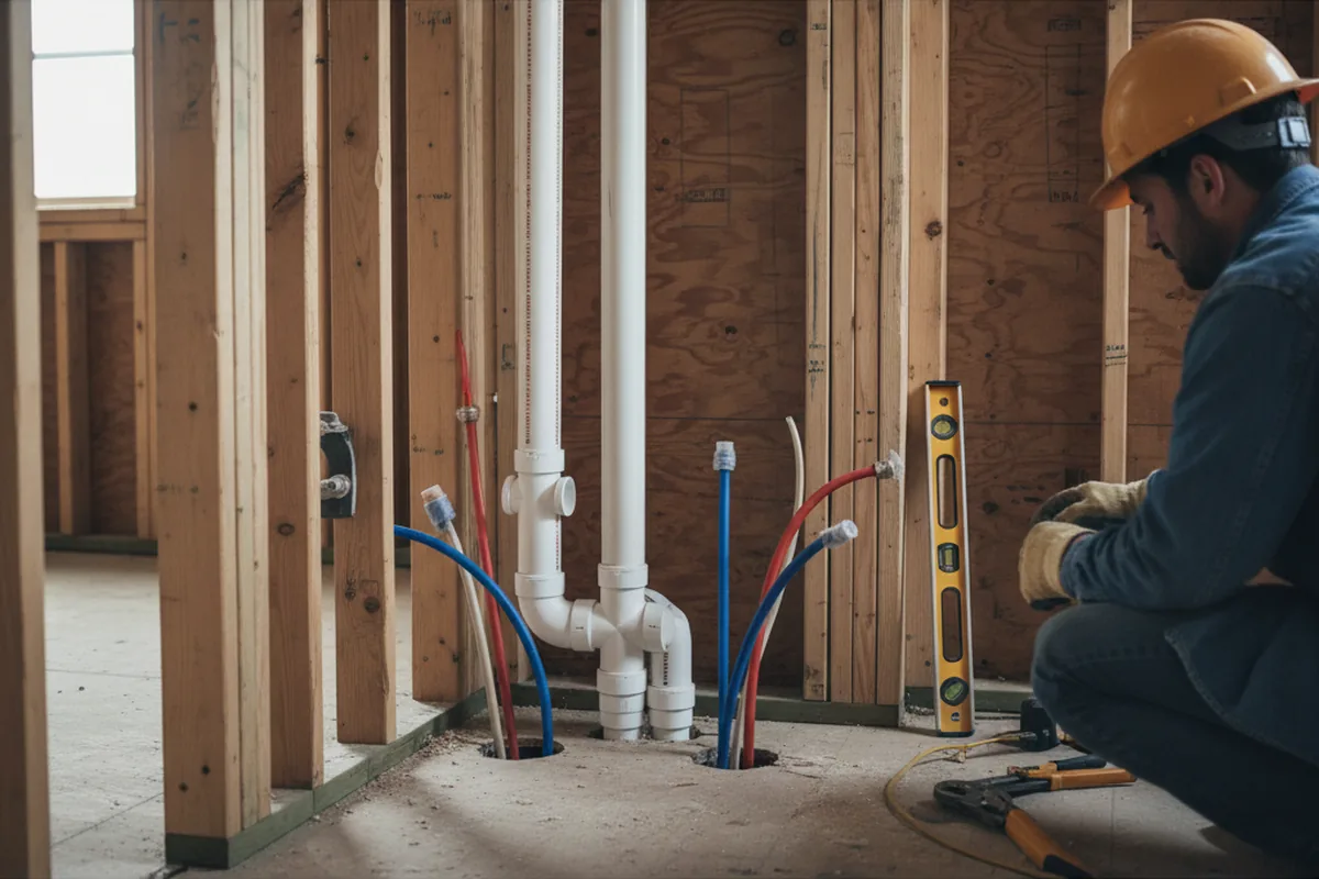 Drain and supply rough-in during Drain Cleaning in Morristown